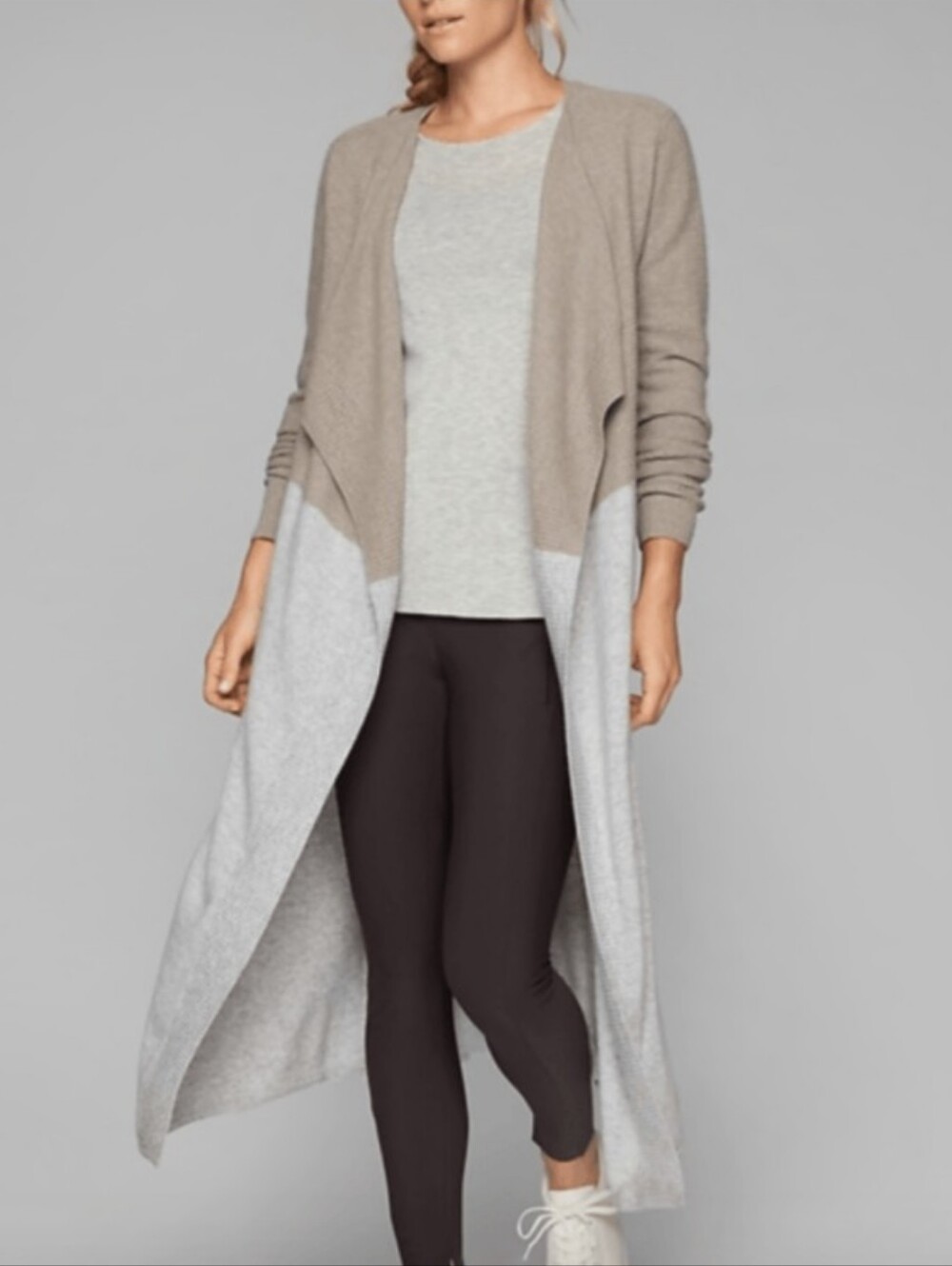 Athleta 100%-Cashmere Open-Front Maxi Cardigan Size M